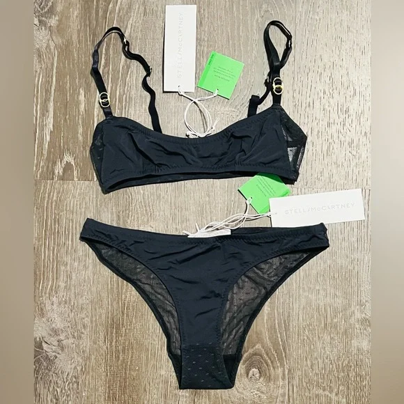 STELLA MCCARTNEY**Black Annabelle Dashing Bralette + Underwear Small**$189 - Picture 3 of 10